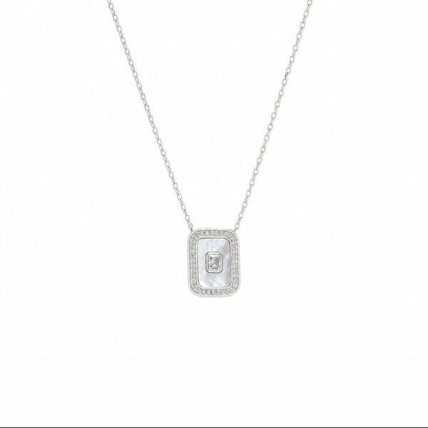 Spero London Mother of Pearl Rectangular Sterling Silver Necklace