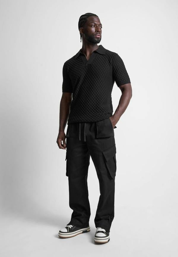 Drill Angled Cargo Pants - Black