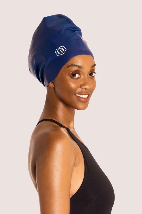 SOUL CAP Large Swim Cap for Long Hair - XL - Navy