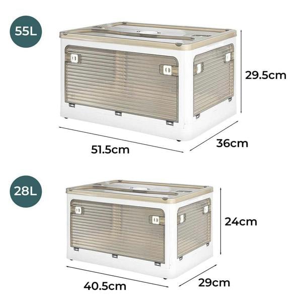 Levede 2x Storage Box Wheeled Container with Lid Folding Clothes Toy Organizer