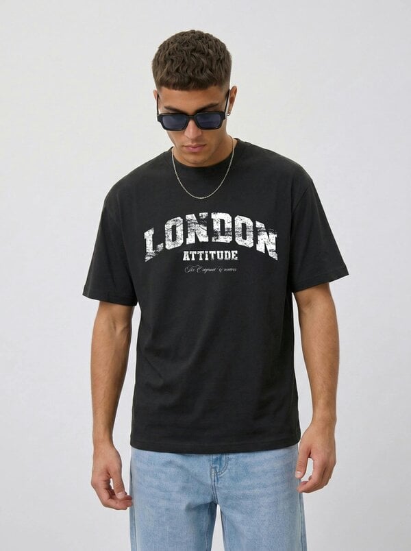 London Attitude Original Creators Premium Organic Cotton T-Shirt with Vintage White Logo