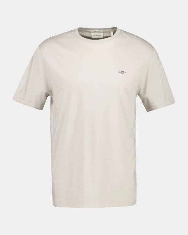 GANT Mens Regular Fit Short Sleeve Shield Logo T-Shirt - 215 Clay Beige | CHO | Designer Mens Logo T-Shirts