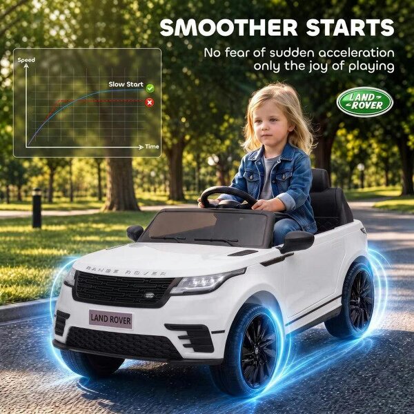 Range Rover Velar Licensed 12V Electric Car for Kids with Remote, 4-Wheel Suspension, Slow Start for 2-4 Years, White
