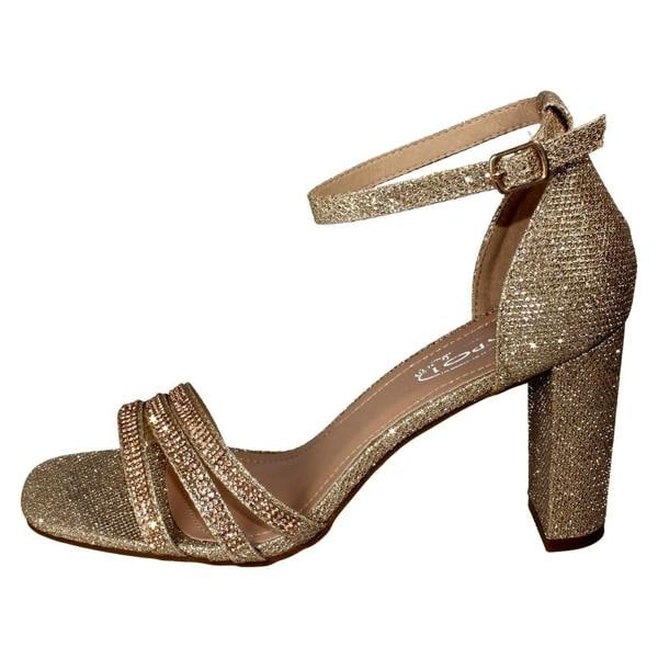 Spot On Ladies Spot On Ankle Strap Glitter Sandals F12036