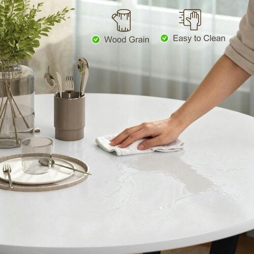 Wyld Haus Terretti High Gloss White Round Dining Table With Black Metal Legs 90cm