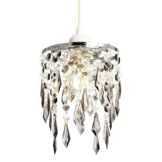 Happy Homewares Modern Waterfall Pendant Shade with Clear and Smoked Acrylic Drops