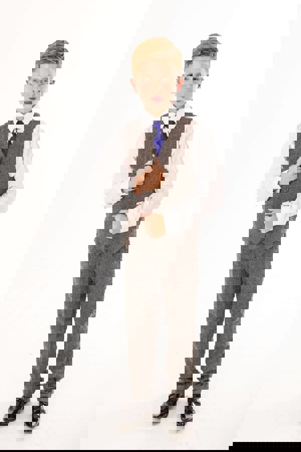 Vivaki John - Grey Herringbone 5 Piece Suit