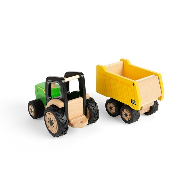 Tidlo Wooden Country Tractor And Trailer Toy With Working Rear Door