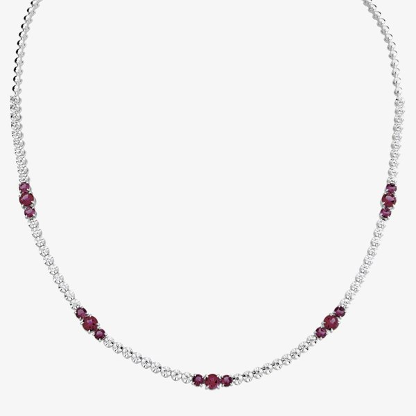 T. H. Baker 18ct White Gold Ruby & Diamond Fancy Necklace HSN1062(RU)