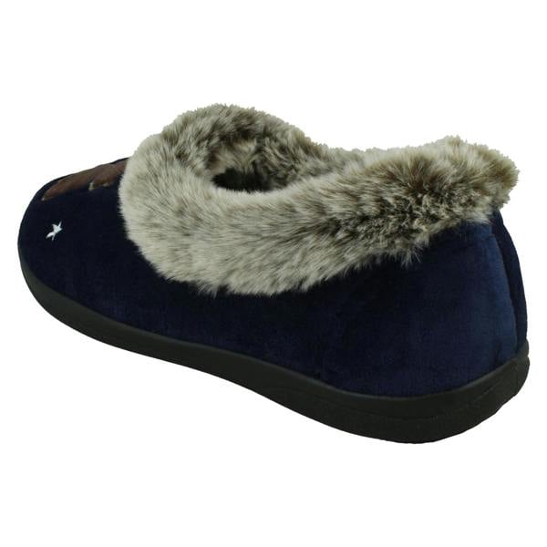 Padders Ladies Padders Slippers With Cats Motifs With A Faux Fur Trim Anna