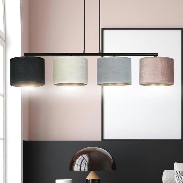 Emibig HILDE Pendant lamp 4 x E27 Black with Black, Grey and Pink Shade