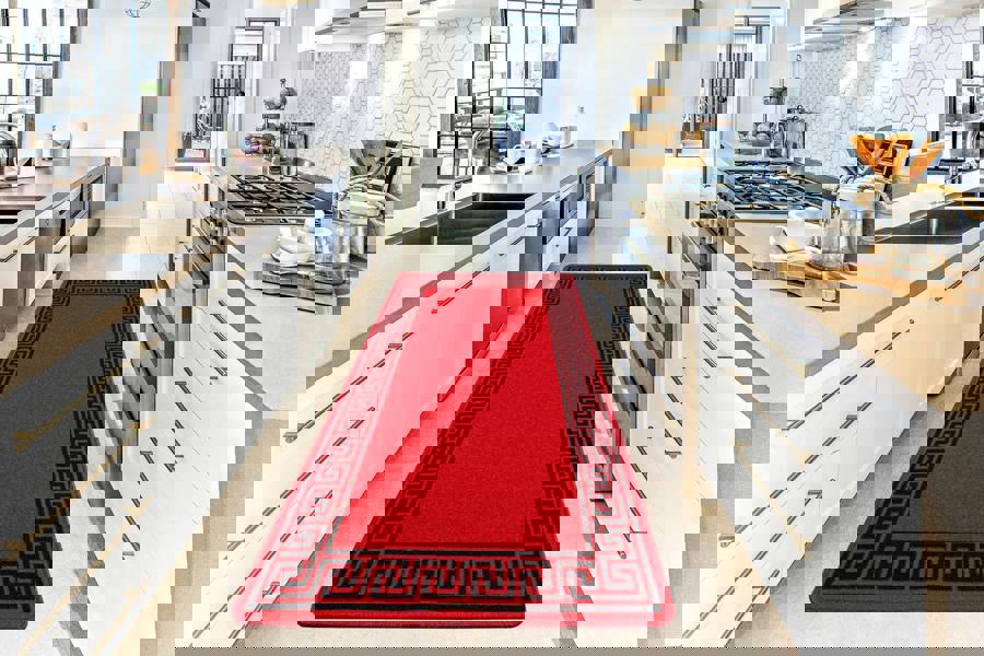 Greekey Gel Mat - Red Black