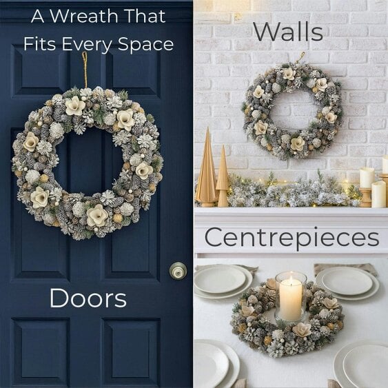 Neo Luxury 50cm Extra Large Frosted Pine Cone Wreath