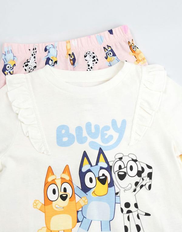 Bluey Girls Off-White Character Long Sleeve Long Leg Pyjama Set