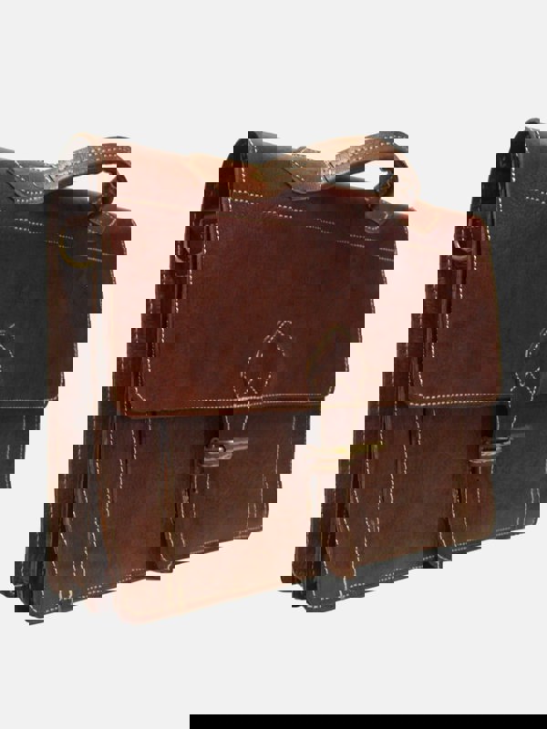 Casablanca Leather Satchel Dark Brown