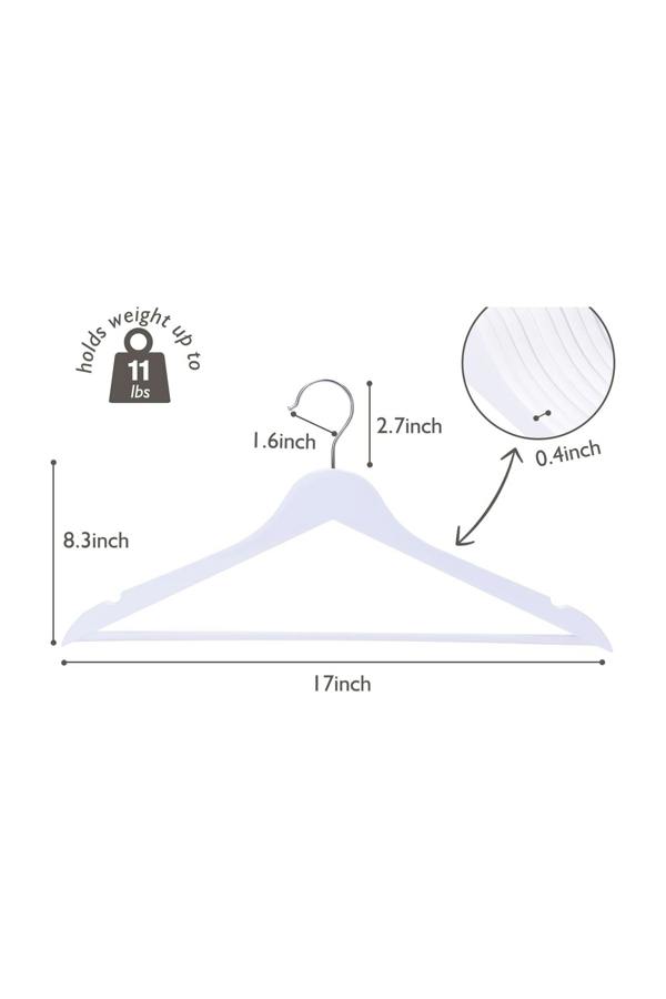 Dyzi 20 Pack Wooden Clothes Hangers With Non Slip Bar