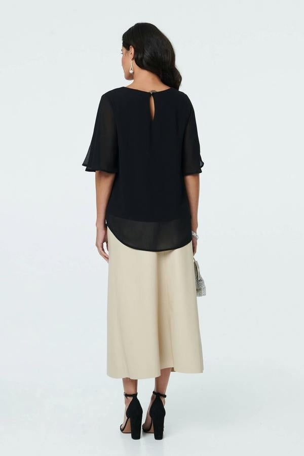 Black | Diamante Embellished Layered Blouse