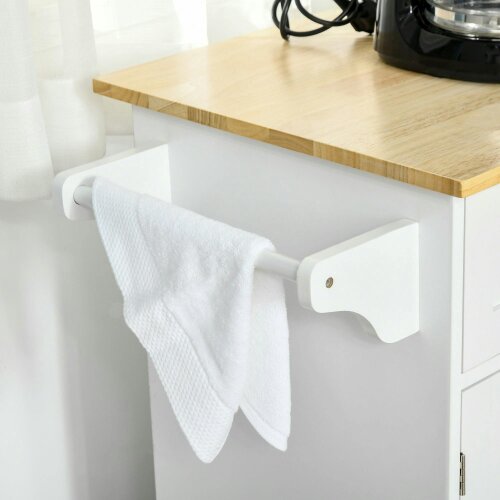 Wyld Haus Nave Wooden White Kitchen Island 2 Drawers 3 Doors