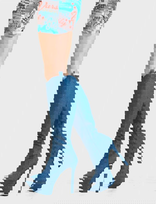 Lamoda Seal My Fate Platform Ankle Boots Denim, Trendy Platform Booties