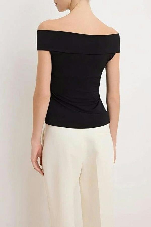 WOVCOR Fitted Stretch Knit Blouse with Rose Detail