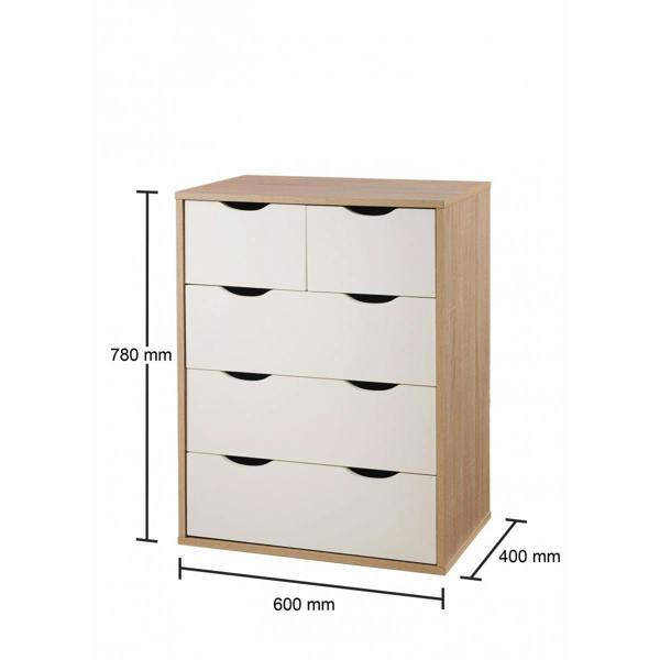 Timber Art Design Alton 3+2 Drawer Bedroom Cabinet Bedside Chest Of Drawers