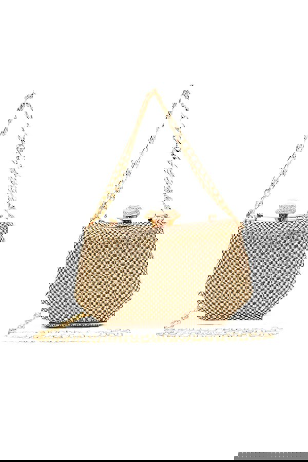 Pluspup Sparkling Evening Clutch Bag with Chain Strap and Jewel Clasp