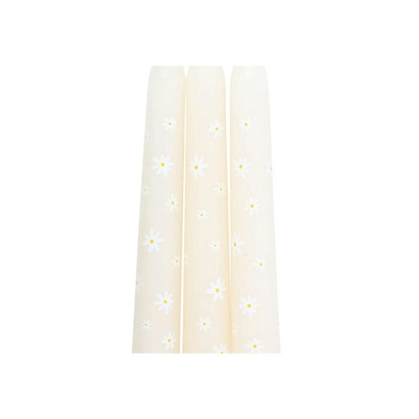 Serano Set of 3 Carrot Patch Daisy Taper Candles