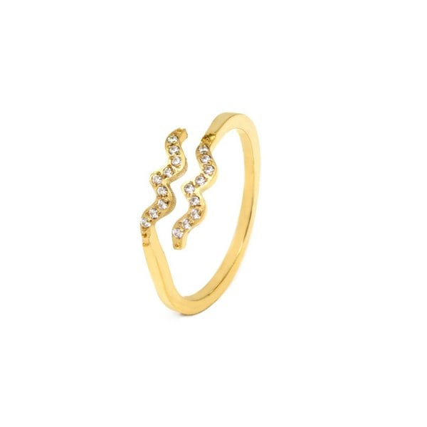 Say It With Aquarius Ring with CZ Stones - Yellow Gold Plated