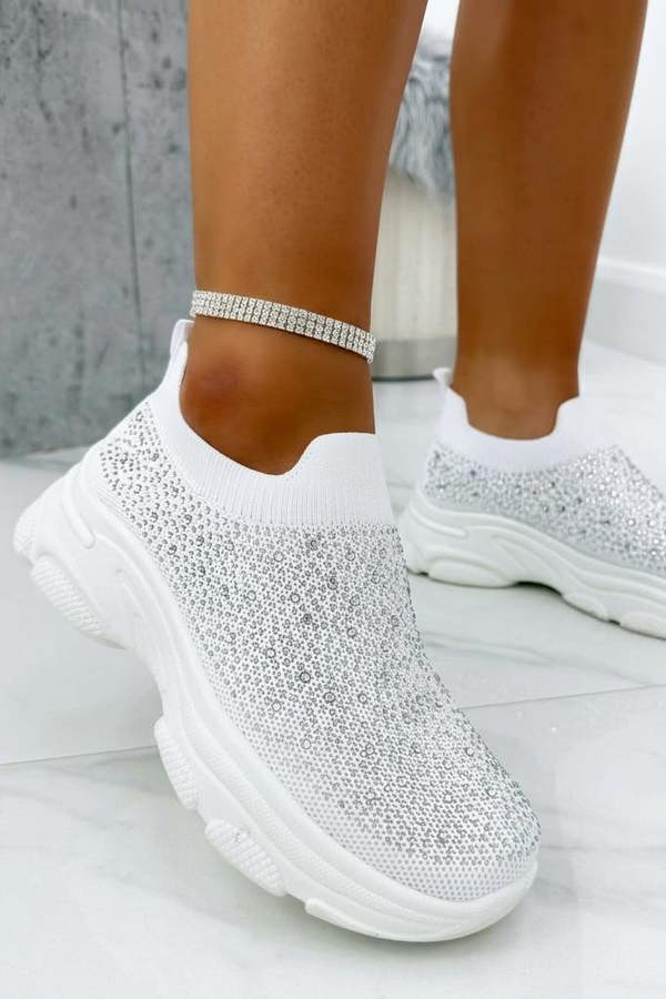 Love Lemonade Crystal Comfort Sporty Sock Stretch Trainers White
