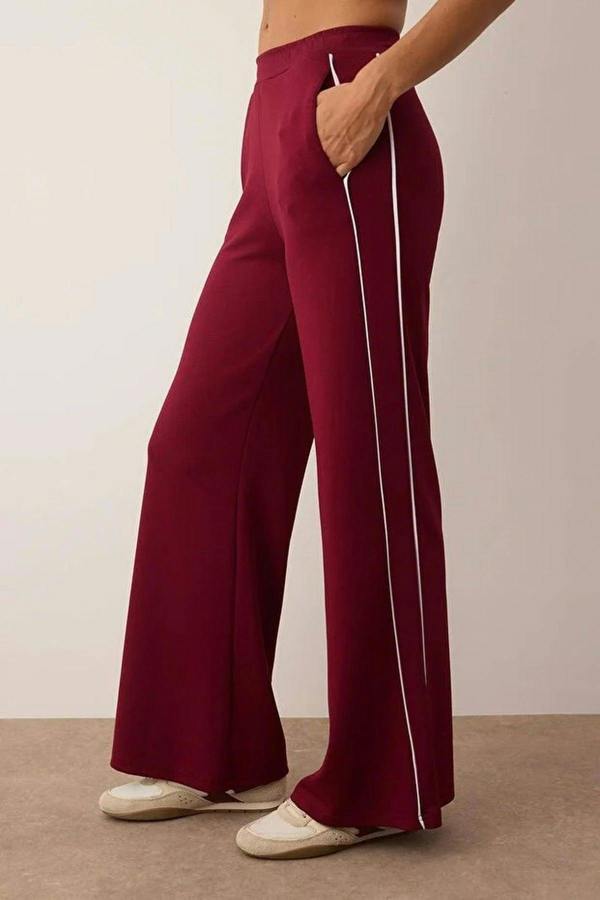 WOVCOR Wide Leg Knit Sports Jogger with Piping Detail