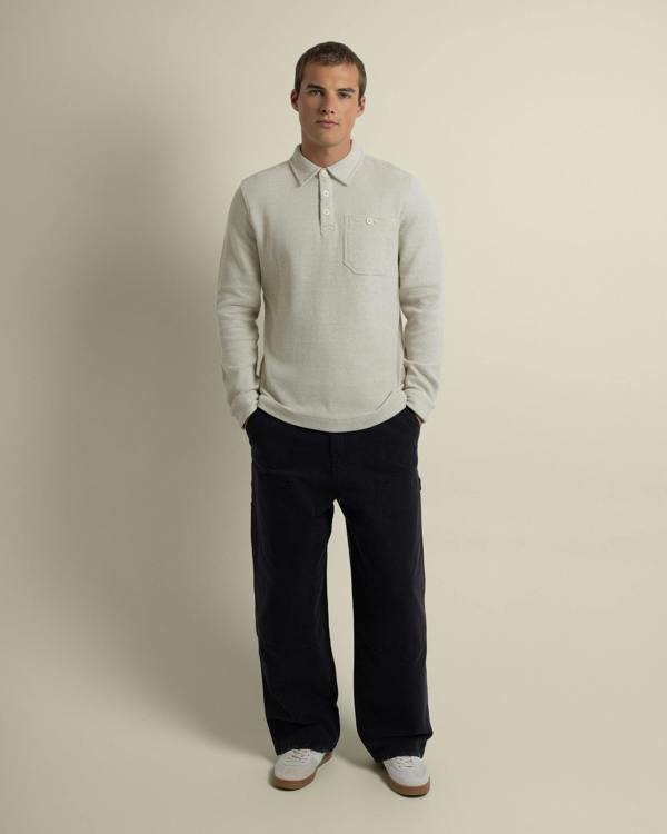Larsson & Co Aarhus - Textured Long Sleeve Polo Shirt