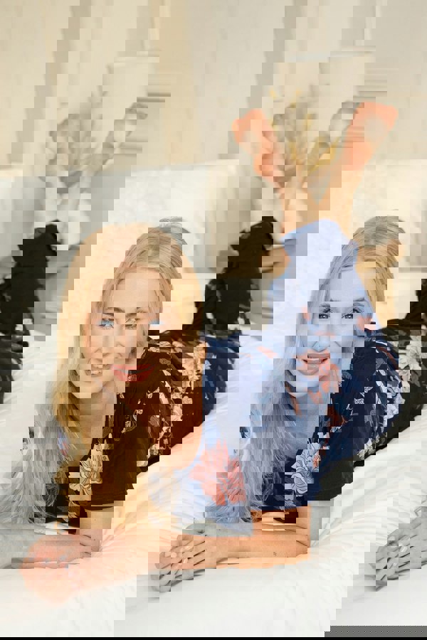 Camille Navy Lightweight Printed Short Sleeved Pyjama Set