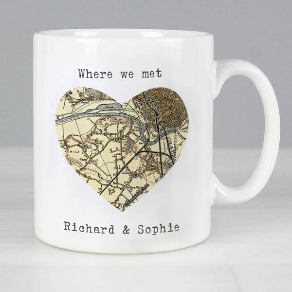 Personalised 'Where We Met' Map Mug - alternative angle