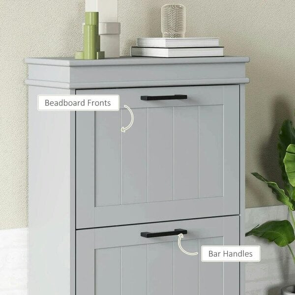 Bobobiy Two-Drawer Minimalistic 10-Shoe Cabinet - Grey
