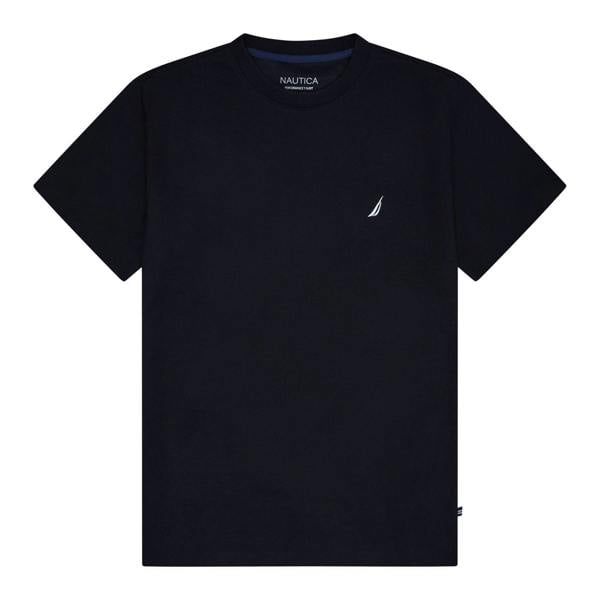 Nautica Mens Starboard Logo Crew Neck T-Shirt - Black - 