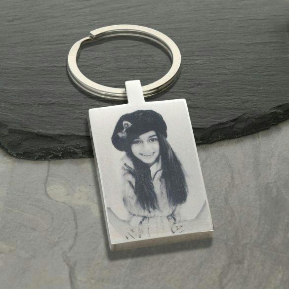 Christopher James of London Mirror Polished Photo Engraved Rectangle Keyring