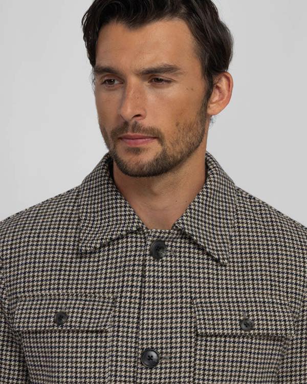 Steel & Jelly Hawkridge - Houndstooth Wool Blend Harrington Jacket