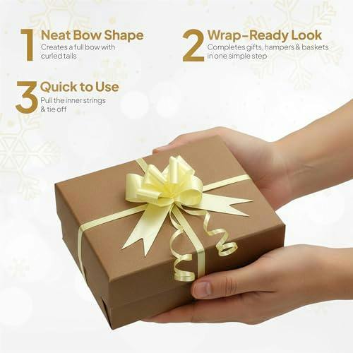 50mm Light Yellow Pull Bows, Multi-Pack Ribbon Gift Bows for Wrapping, Hampers and Décor image 6