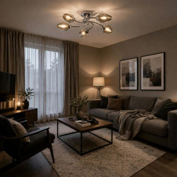 Pagazzi Lighting Lina 5-Light Chrome Flush Ceiling Light