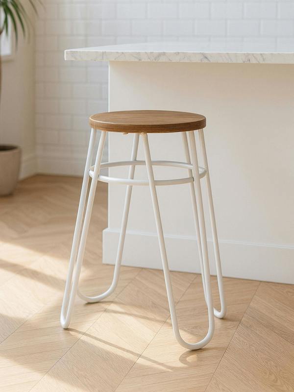 District Grey Metal Hairpin Stool