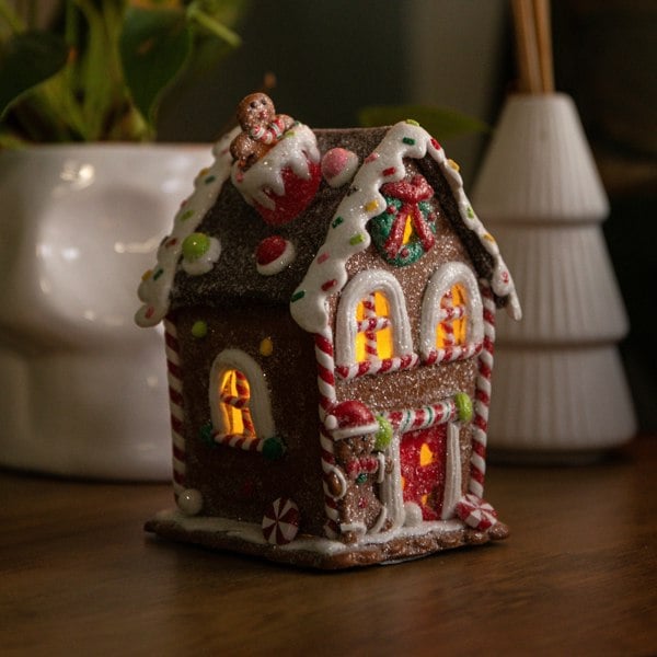 Samuel Alexander 14cm Battery Operated Light up Gingerbread Candy Cottage with Warm White LEDs