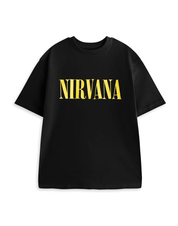 Nirvana Mens Black Logo Short Sleeve Long Leg Pyjama Set