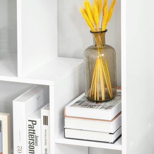 Wyld Haus Lolesa Wood White Tall 8 Cube Bookcase Room Divider With Freestanding Shelving 70 x 24 x 178 cm