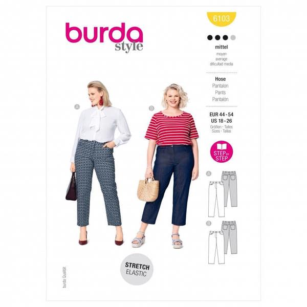 Burda Sewing Pattern 6103 Trousers For Women, 44 to 54 - Intermediate