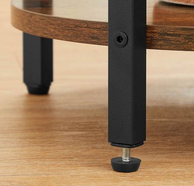 Modcraft 3-Tier Round Sofa Side Table – Rustic Brown & Black Industrial End Table