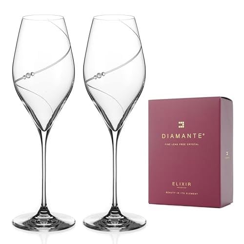 Diamante Swarovski Prosecco Glasses Pair - 'Silhouette' Pair