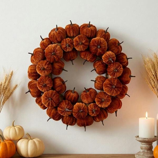 Garden Greatness Brown Pumpkin Decorative Wreath
