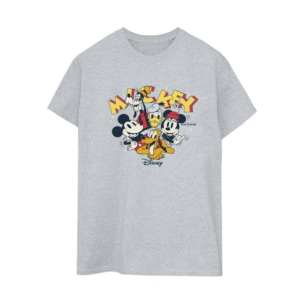 Disney Womens/Ladies Mickey Mouse Group Cotton Boyfriend T-Shirt - Sports Grey