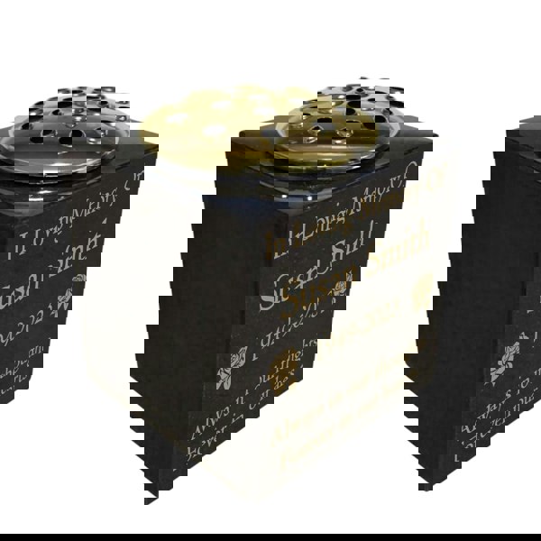 Memorials Direct Granite Memorial Vase- Solid Granite – Free Personalised Gold Engraving, Rose – Includes Metal Flower Pot Insert