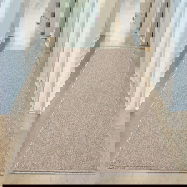 Beige Low Pile Area Rug Plain Design non-shedding